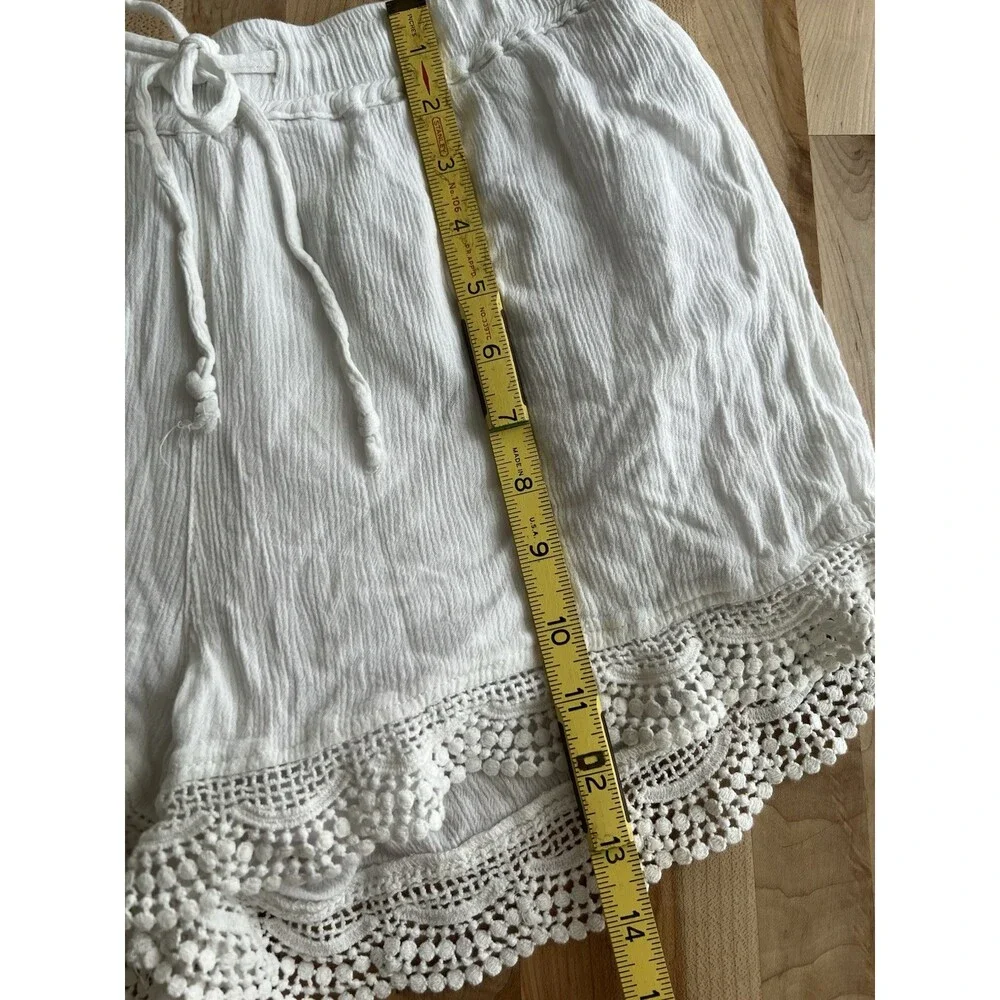 Women’s Casual Drawstring Shorts Lace Trim Lined Lightweight Beachy White M - Picture 6 of 10